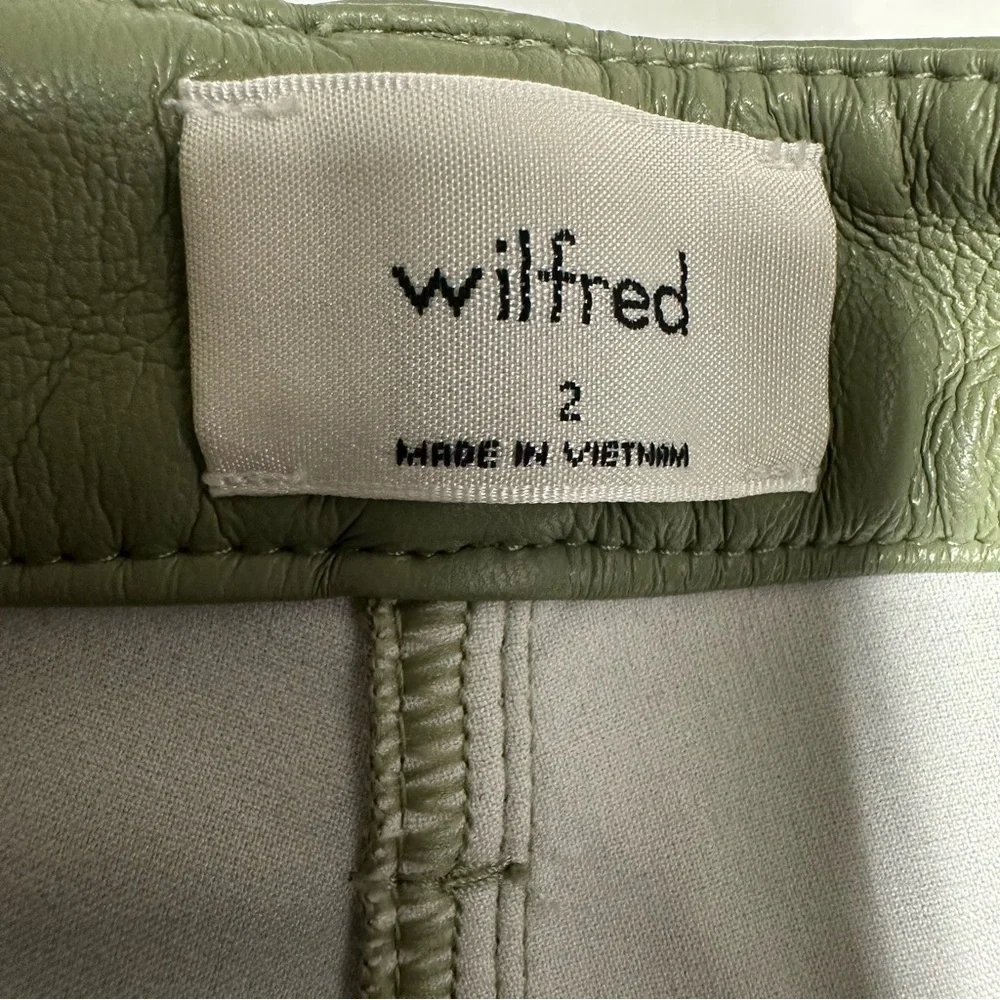 Wilfred Olive Green Straight Leg Pants faux leather sz 2 - Picture 8 of 13